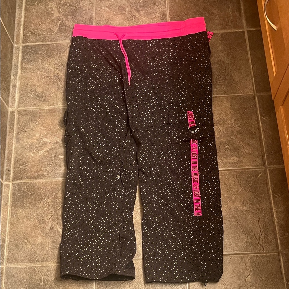Zumba Fitness Black and Pink Speckled Pants